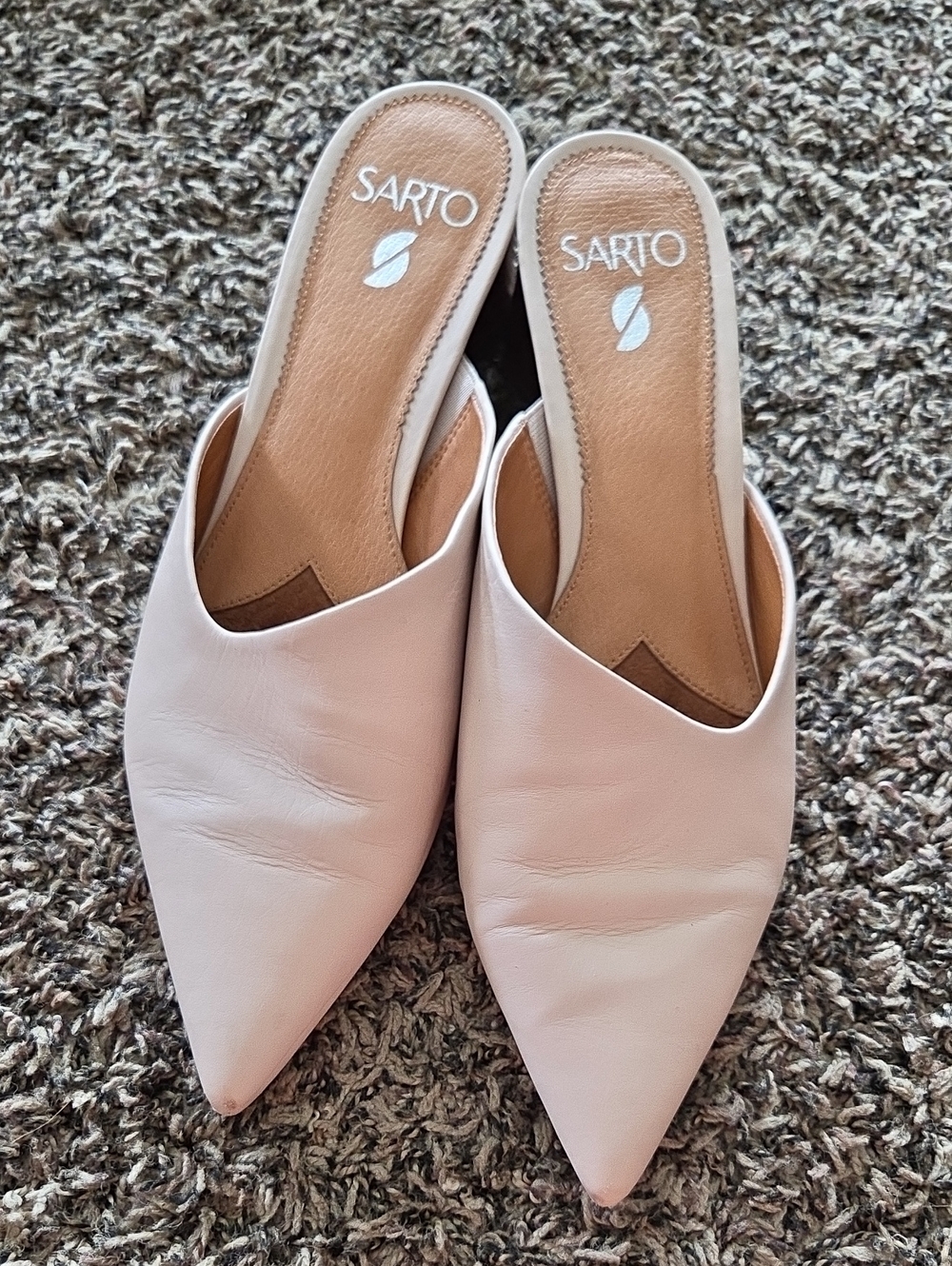 Franco Sarto Pointed Slip-On Mules in Blush Pink